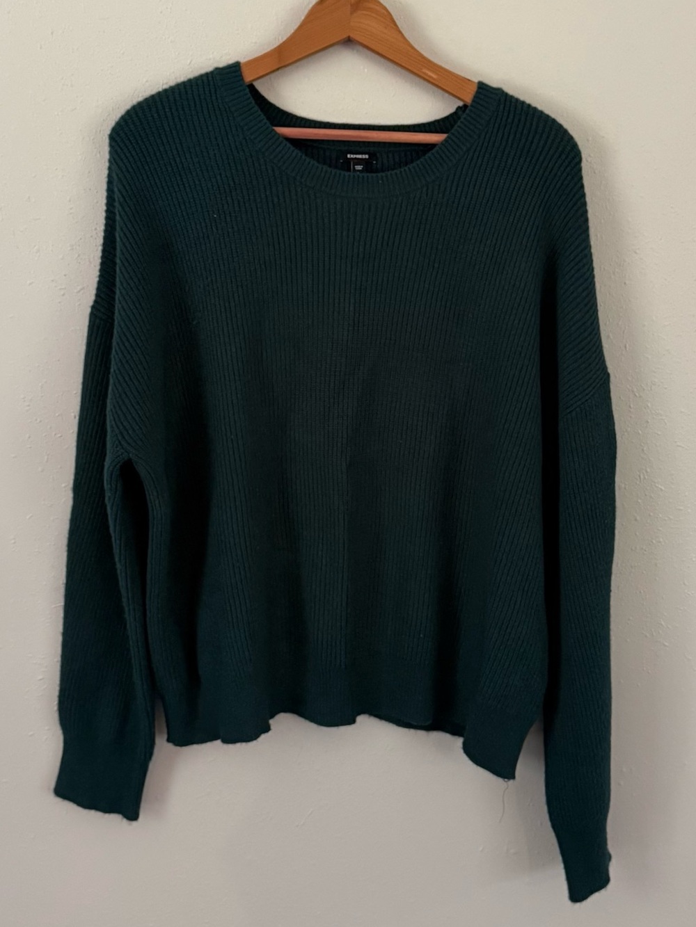 Express Green Ribbed Sweater Size Large